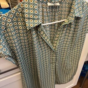 Max Studio Blue and Green Casual Button Down Shirt